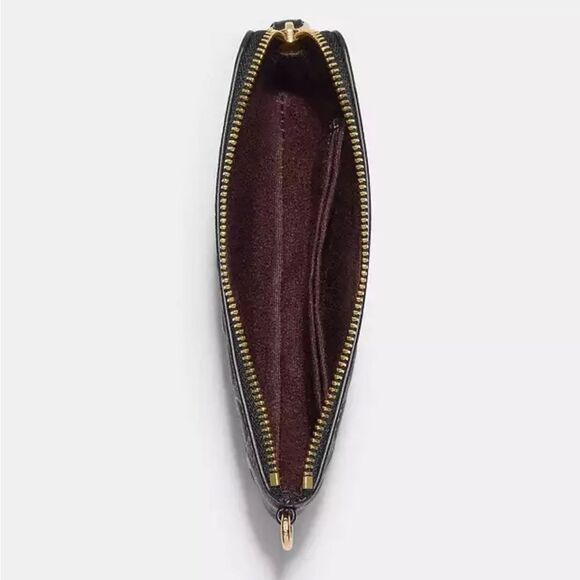 Boxed Corner Zip Wristlet In Signature Leather Embossed Coach Key Chain Charms - Picture 3 of 9